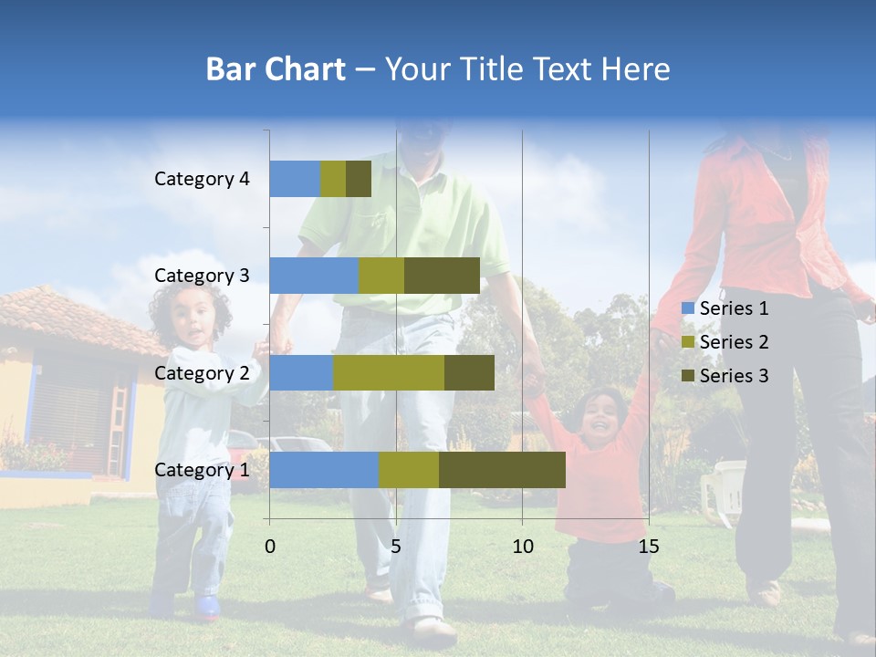 A Family Holding Hands In Front Of A House PowerPoint Template