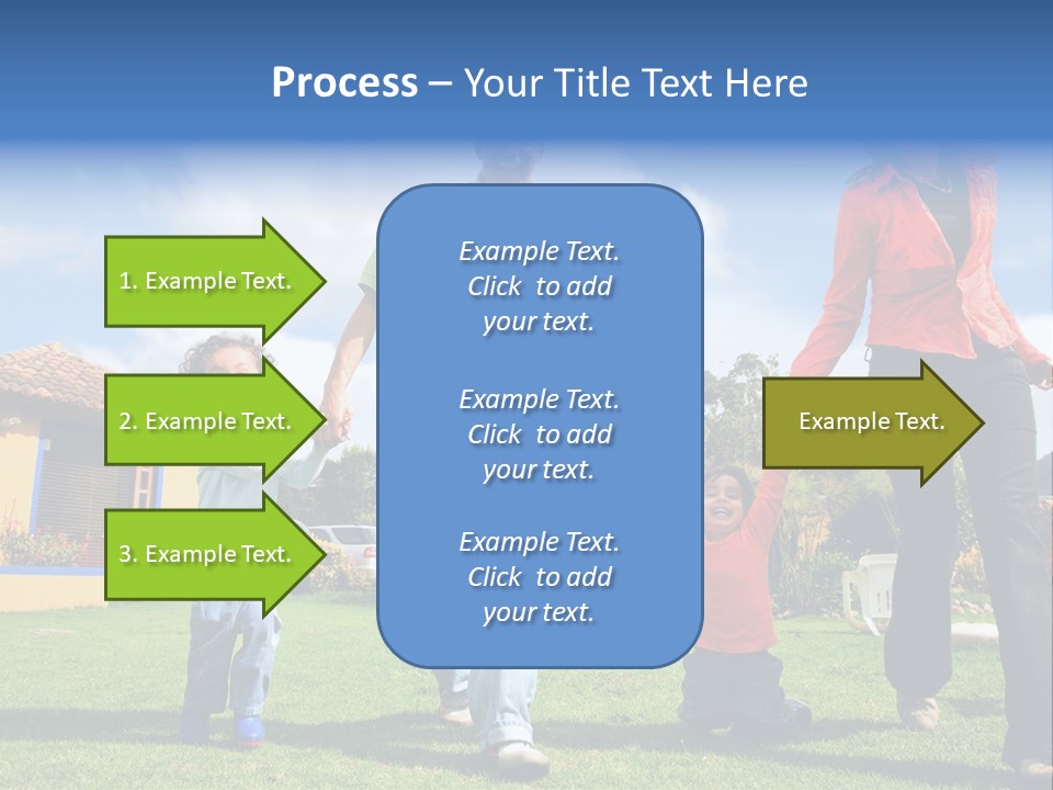 A Family Holding Hands In Front Of A House PowerPoint Template