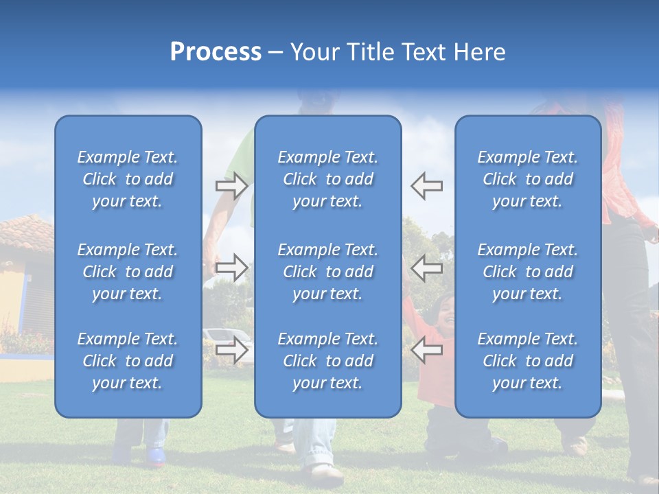 A Family Holding Hands In Front Of A House PowerPoint Template