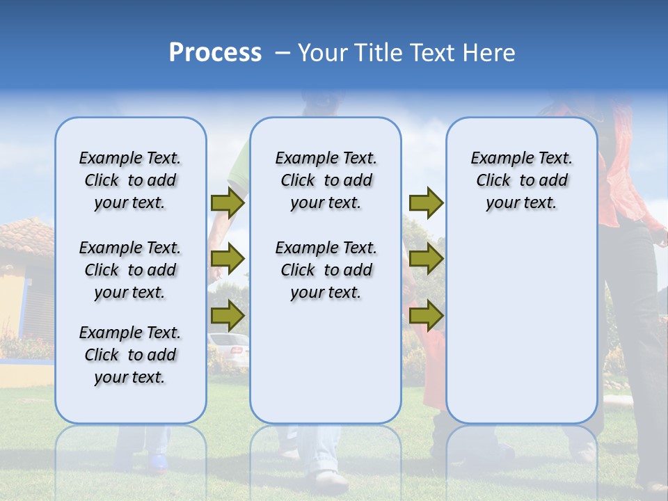 A Family Holding Hands In Front Of A House PowerPoint Template