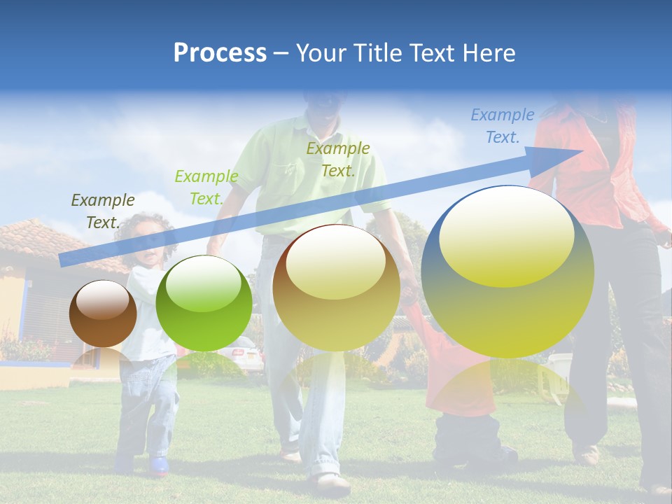 A Family Holding Hands In Front Of A House PowerPoint Template