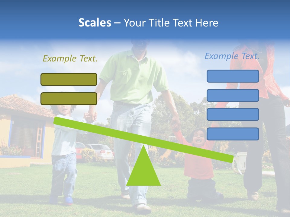 A Family Holding Hands In Front Of A House PowerPoint Template