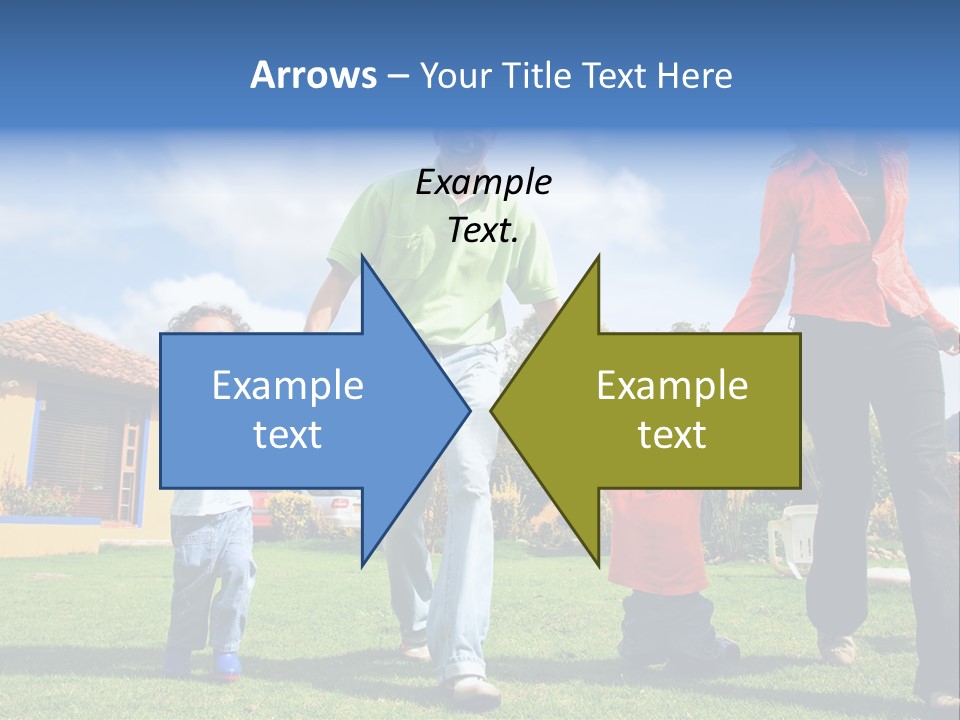 A Family Holding Hands In Front Of A House PowerPoint Template