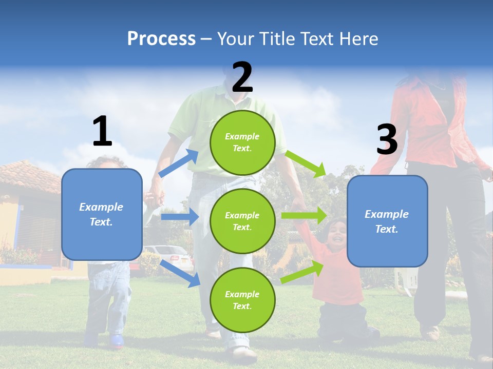 A Family Holding Hands In Front Of A House PowerPoint Template