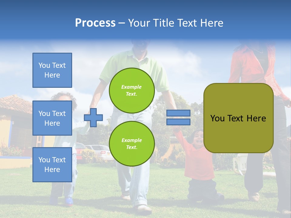 A Family Holding Hands In Front Of A House PowerPoint Template