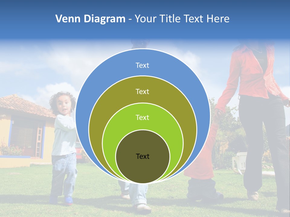 A Family Holding Hands In Front Of A House PowerPoint Template