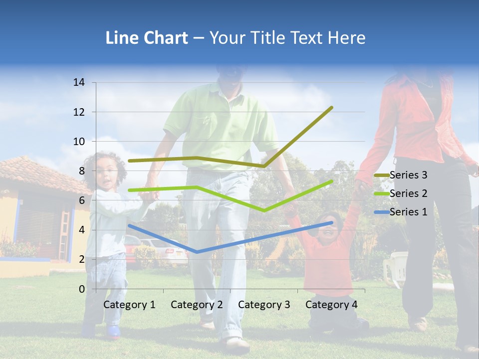 A Family Holding Hands In Front Of A House PowerPoint Template