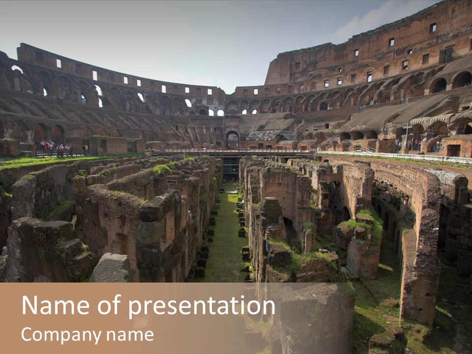 Inside Of Famous Colosseum Or Coliseum In Rome (Flavian Amphitheatre), Italy PowerPoint Template