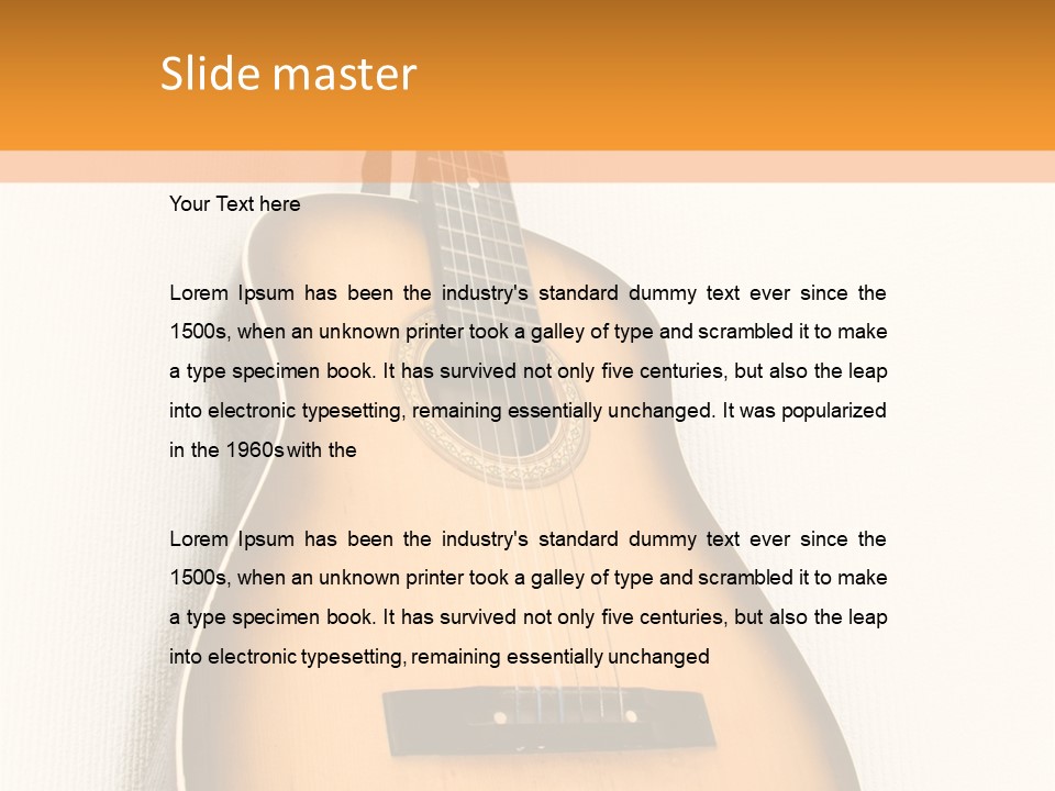 Guitar In A Corner Of Room. Bottom View. Wide Angle. PowerPoint Template