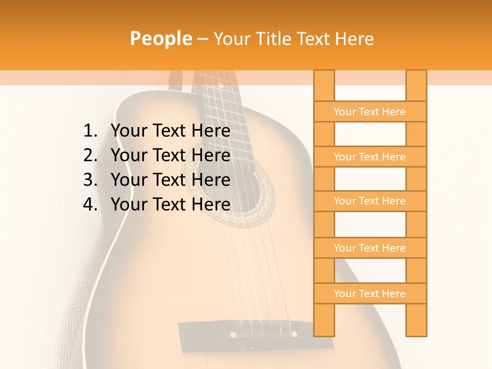 Guitar In A Corner Of Room. Bottom View. Wide Angle. PowerPoint Template