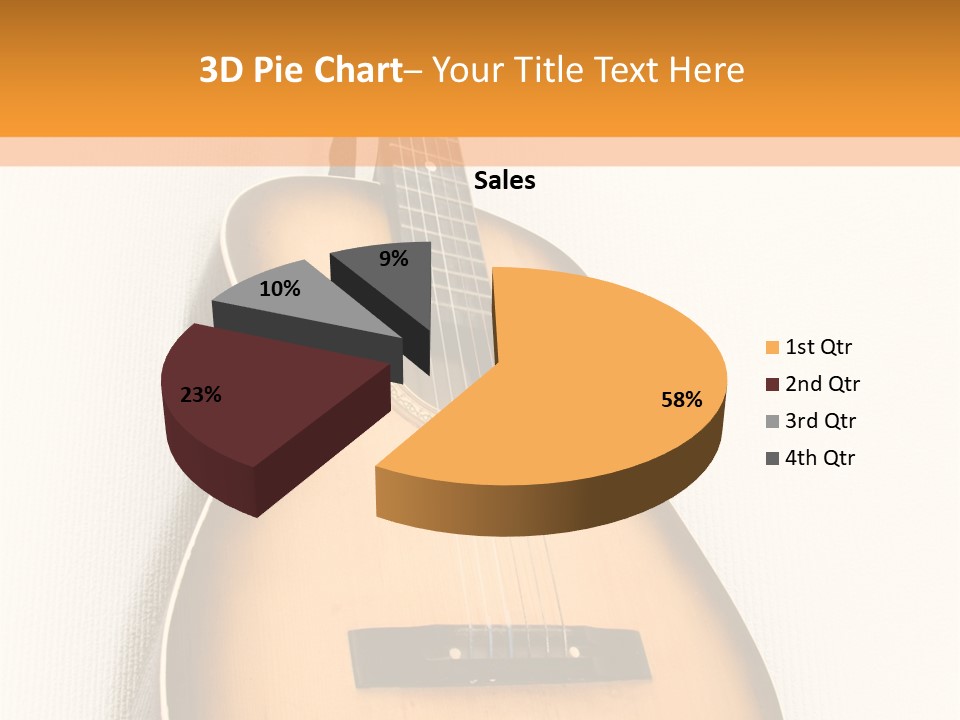 Guitar In A Corner Of Room. Bottom View. Wide Angle. PowerPoint Template
