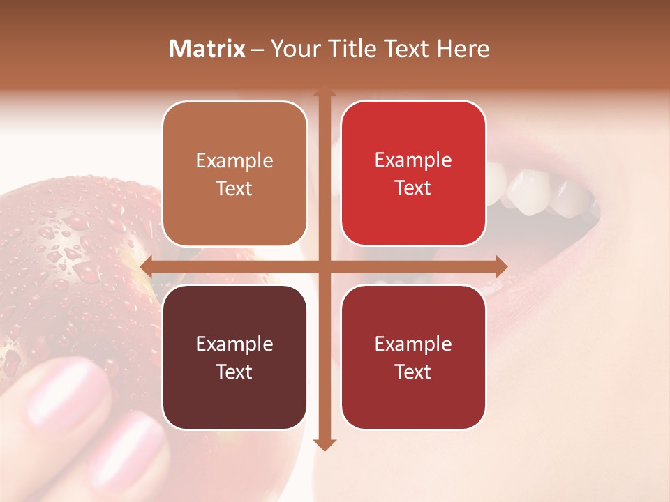 Beautiful Young Woman Eating An Apple. Isolated Over White PowerPoint Template