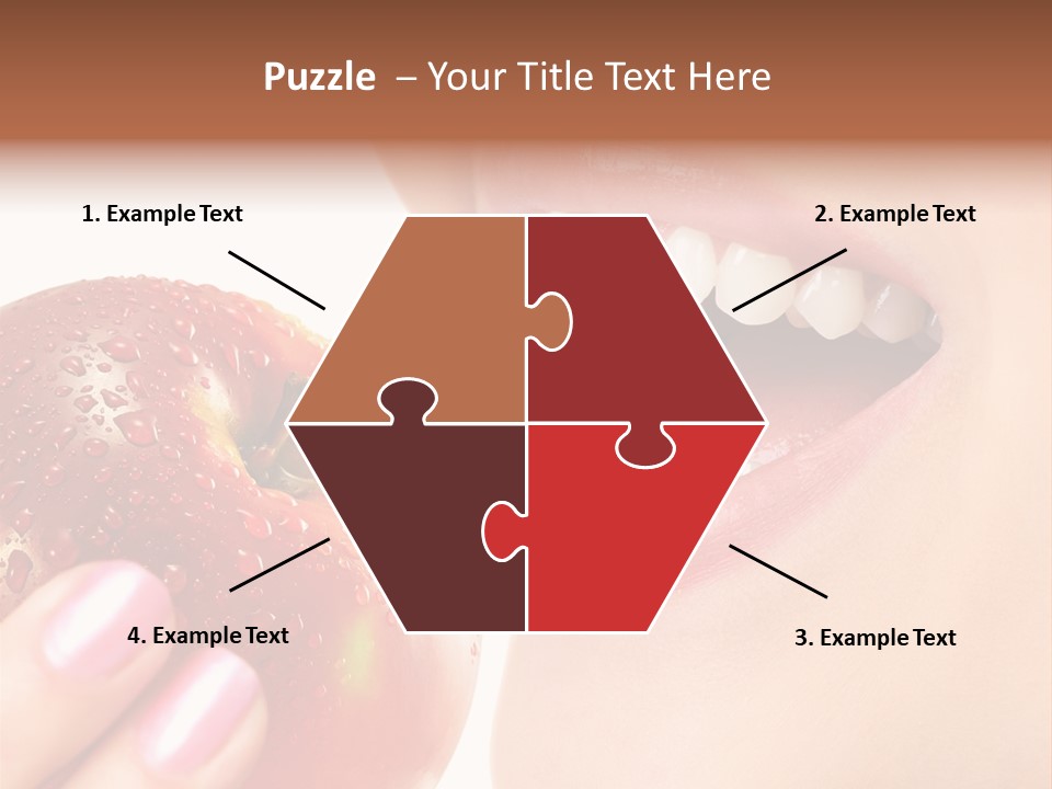 Beautiful Young Woman Eating An Apple. Isolated Over White PowerPoint Template