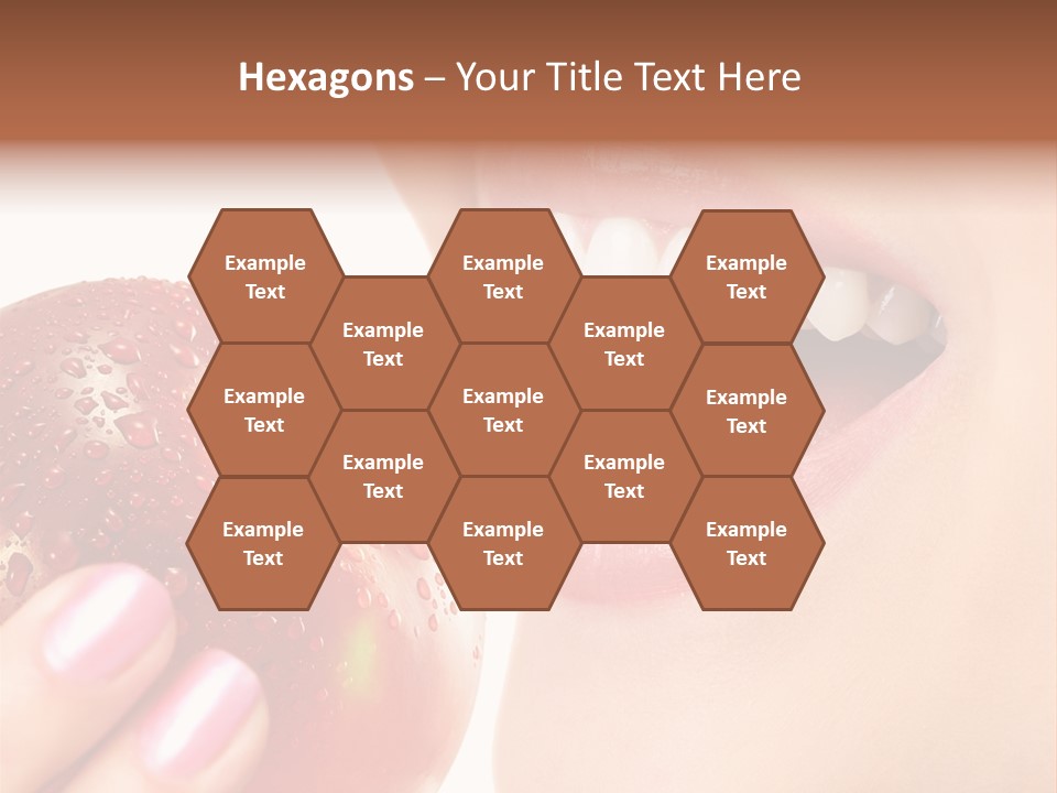 Beautiful Young Woman Eating An Apple. Isolated Over White PowerPoint Template