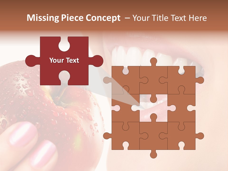 Beautiful Young Woman Eating An Apple. Isolated Over White PowerPoint Template