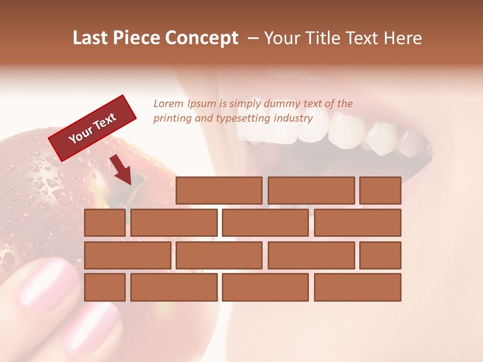 Beautiful Young Woman Eating An Apple. Isolated Over White PowerPoint Template