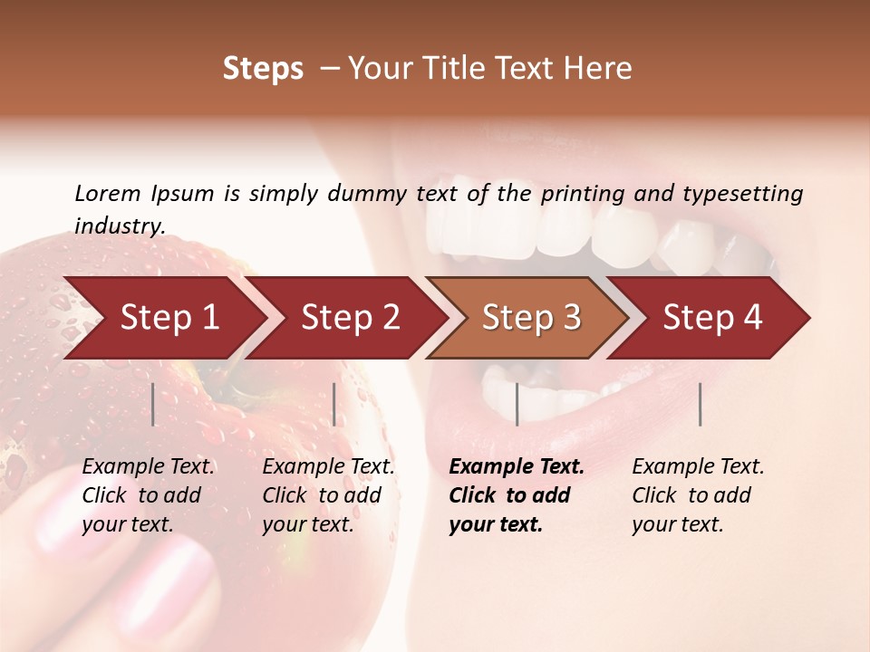 Beautiful Young Woman Eating An Apple. Isolated Over White PowerPoint Template