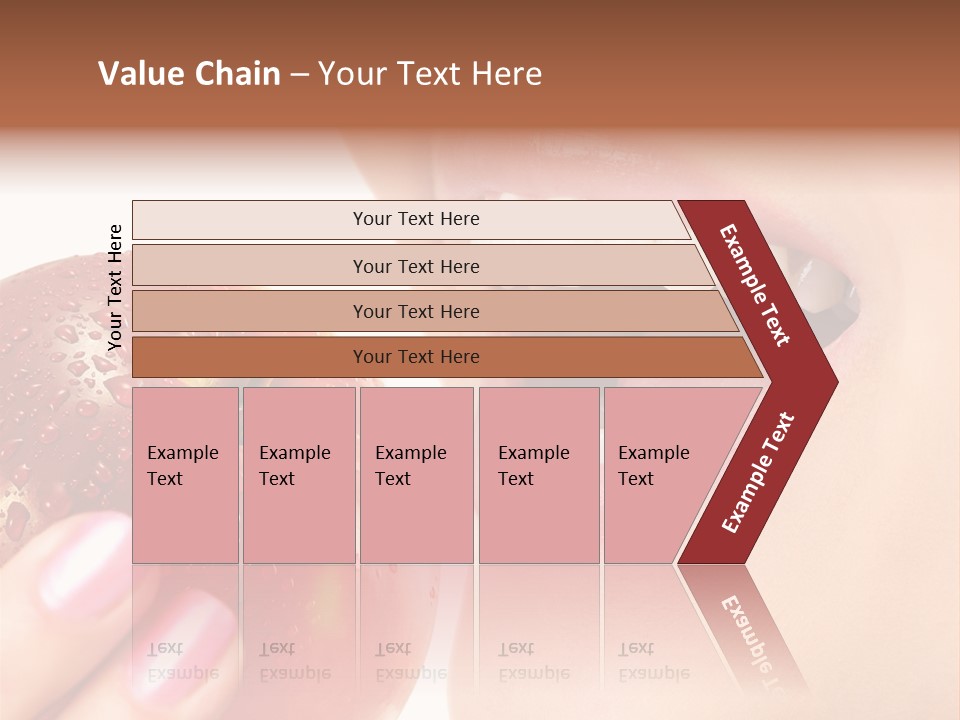 Beautiful Young Woman Eating An Apple. Isolated Over White PowerPoint Template