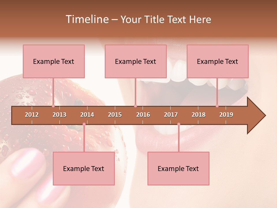 Beautiful Young Woman Eating An Apple. Isolated Over White PowerPoint Template