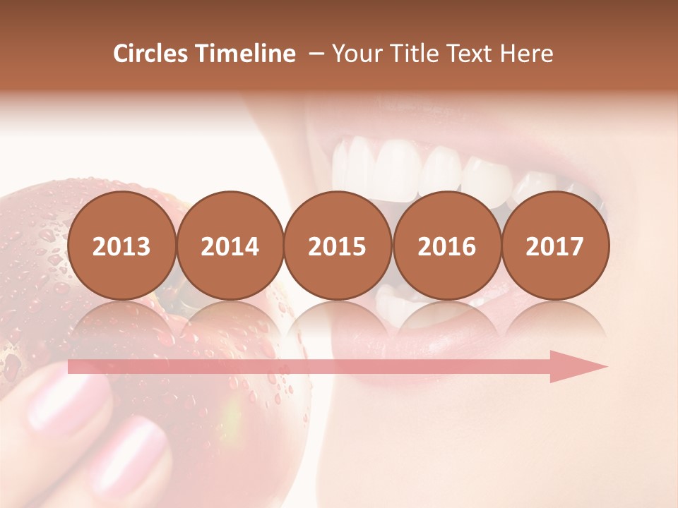 Beautiful Young Woman Eating An Apple. Isolated Over White PowerPoint Template