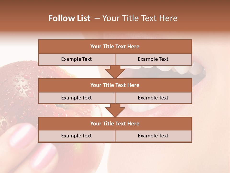 Beautiful Young Woman Eating An Apple. Isolated Over White PowerPoint Template