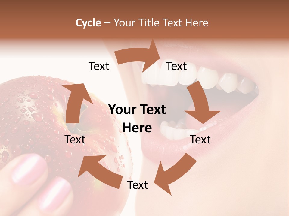 Beautiful Young Woman Eating An Apple. Isolated Over White PowerPoint Template