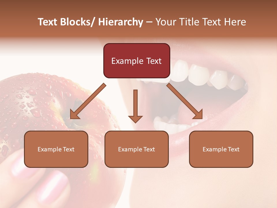 Beautiful Young Woman Eating An Apple. Isolated Over White PowerPoint Template