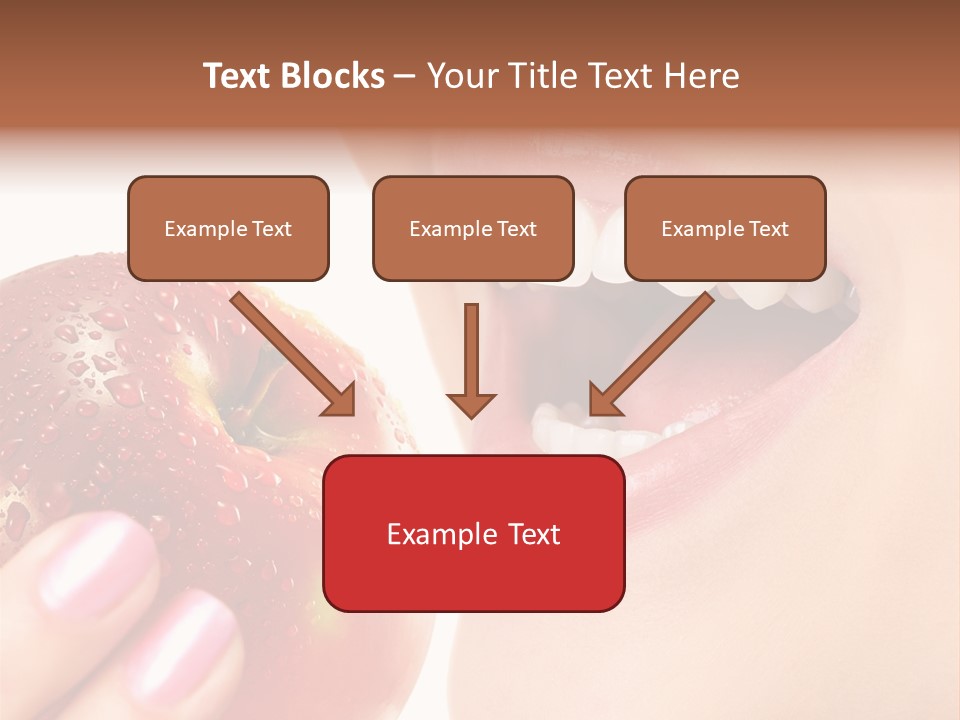 Beautiful Young Woman Eating An Apple. Isolated Over White PowerPoint Template