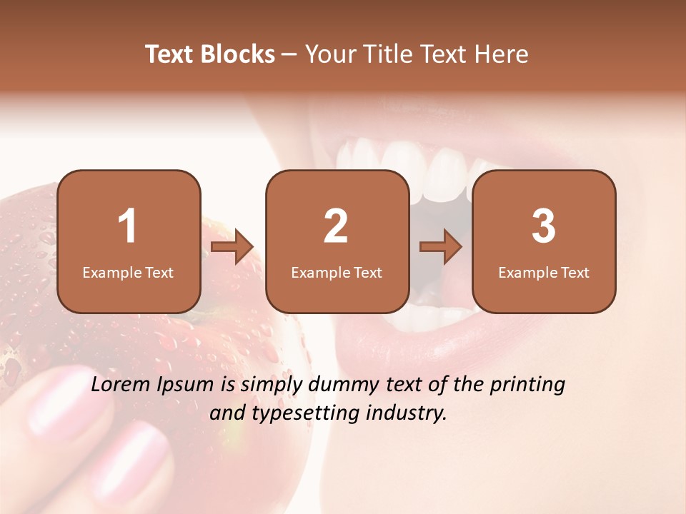 Beautiful Young Woman Eating An Apple. Isolated Over White PowerPoint Template