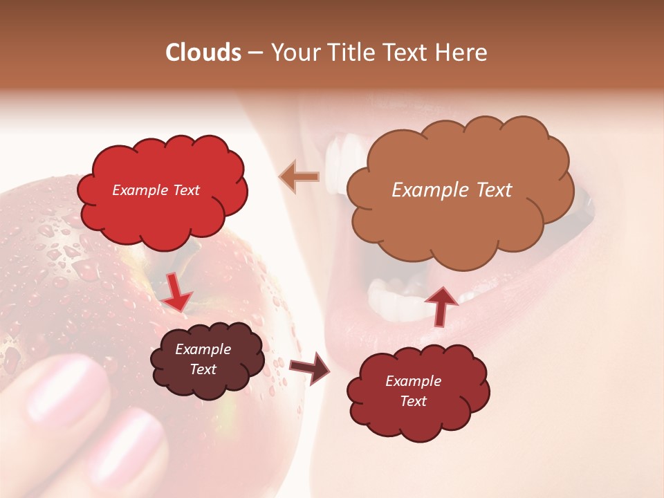 Beautiful Young Woman Eating An Apple. Isolated Over White PowerPoint Template