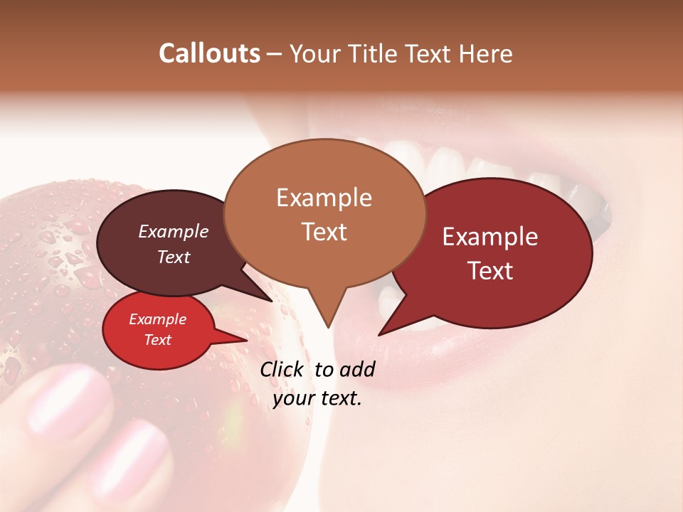 Beautiful Young Woman Eating An Apple. Isolated Over White PowerPoint Template