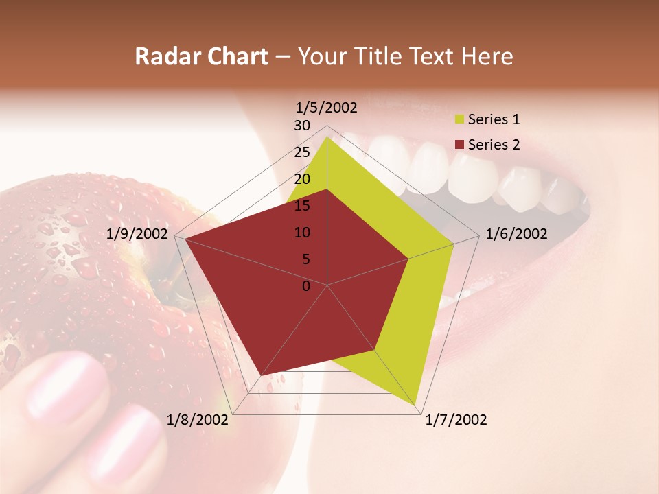 Beautiful Young Woman Eating An Apple. Isolated Over White PowerPoint Template