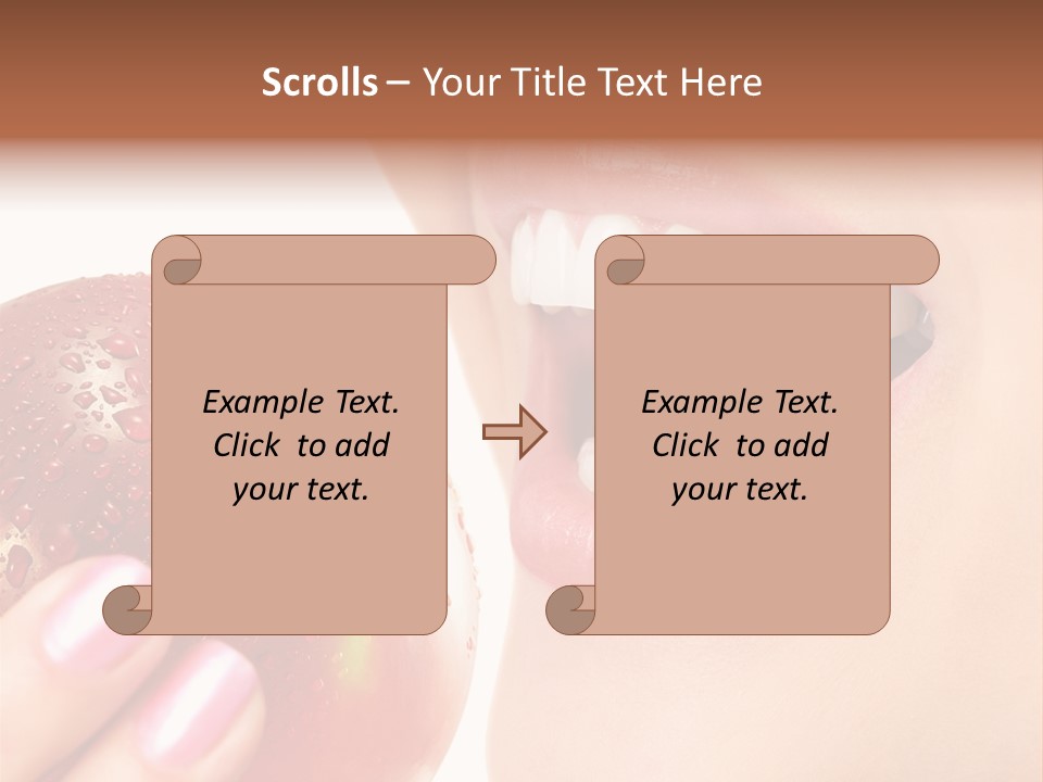 Beautiful Young Woman Eating An Apple. Isolated Over White PowerPoint Template