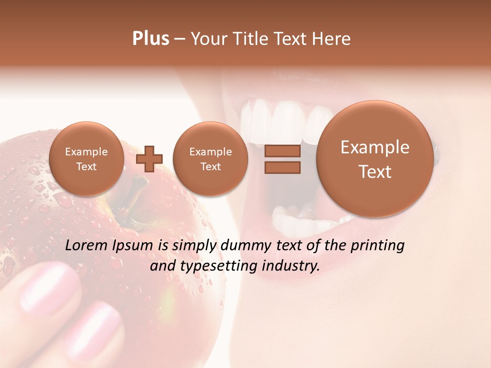 Beautiful Young Woman Eating An Apple. Isolated Over White PowerPoint Template