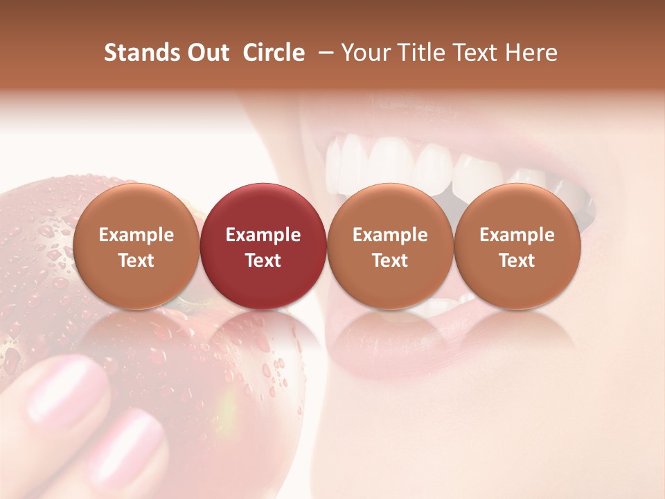 Beautiful Young Woman Eating An Apple. Isolated Over White PowerPoint Template