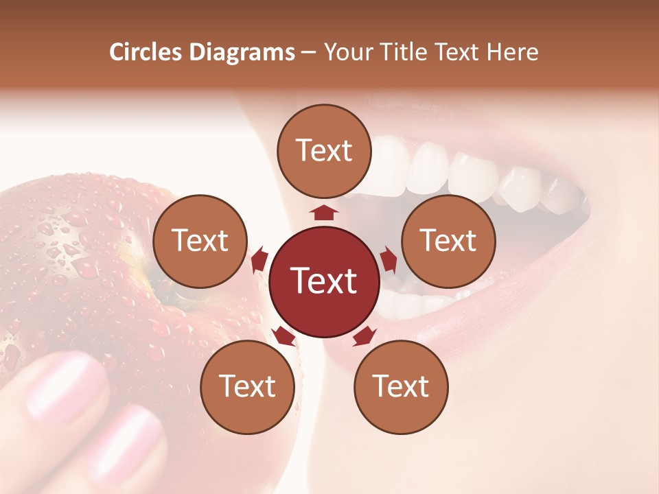 Beautiful Young Woman Eating An Apple. Isolated Over White PowerPoint Template