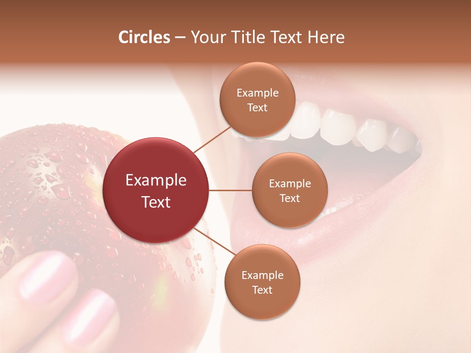 Beautiful Young Woman Eating An Apple. Isolated Over White PowerPoint Template