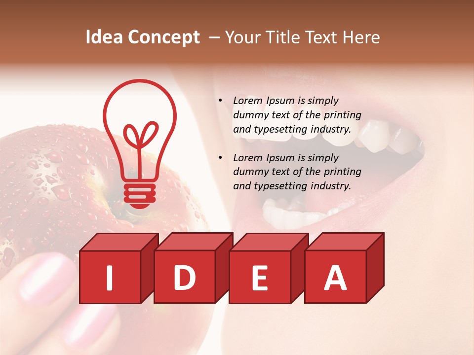 Beautiful Young Woman Eating An Apple. Isolated Over White PowerPoint Template