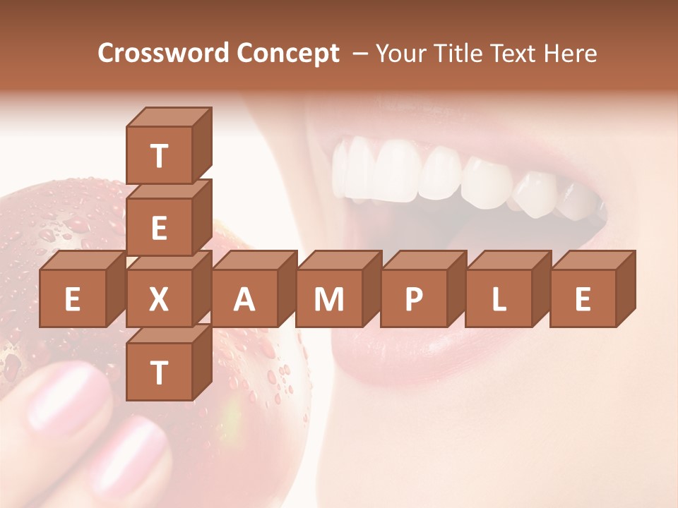 Beautiful Young Woman Eating An Apple. Isolated Over White PowerPoint Template