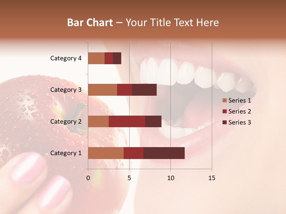 Beautiful Young Woman Eating An Apple. Isolated Over White PowerPoint Template