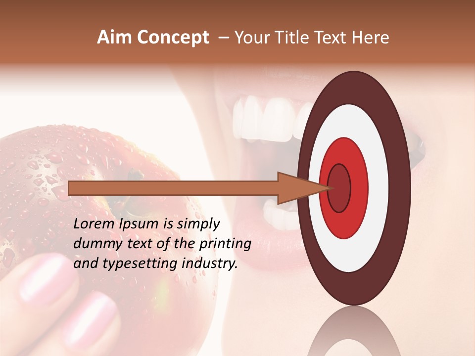 Beautiful Young Woman Eating An Apple. Isolated Over White PowerPoint Template