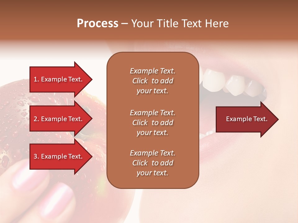 Beautiful Young Woman Eating An Apple. Isolated Over White PowerPoint Template