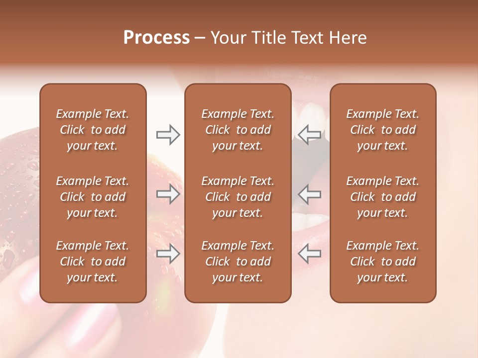 Beautiful Young Woman Eating An Apple. Isolated Over White PowerPoint Template