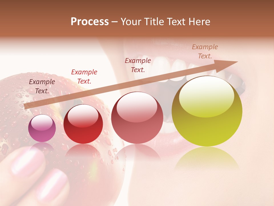 Beautiful Young Woman Eating An Apple. Isolated Over White PowerPoint Template