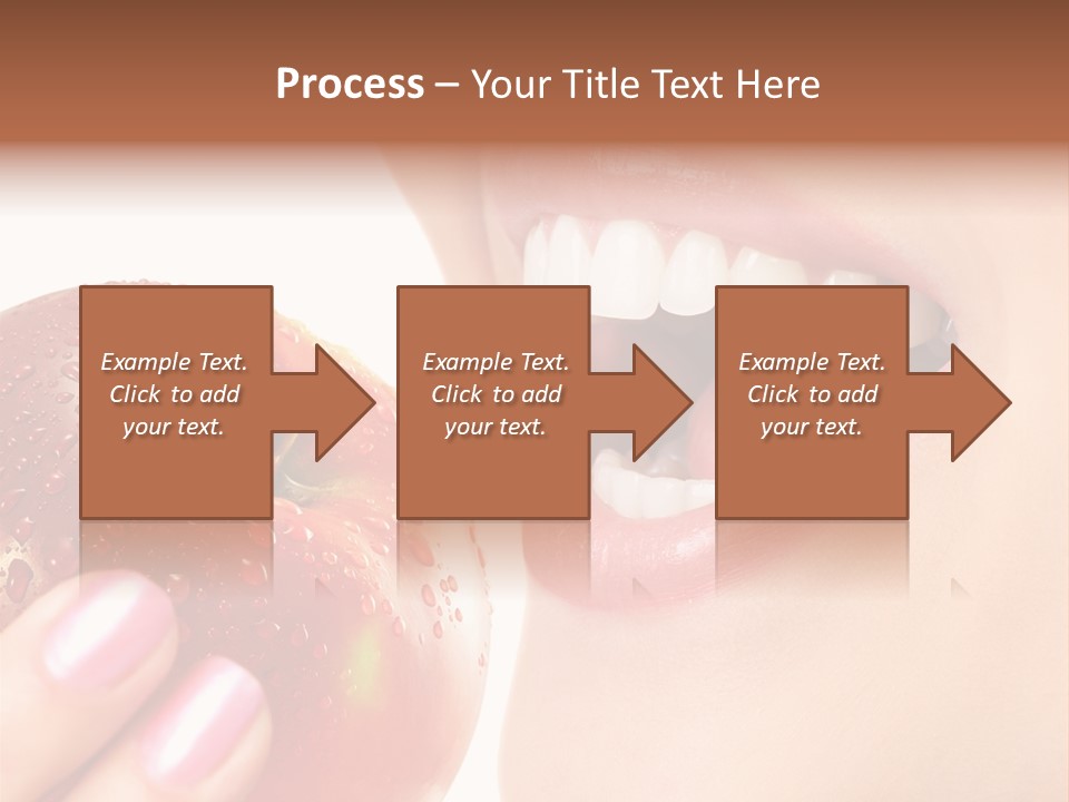 Beautiful Young Woman Eating An Apple. Isolated Over White PowerPoint Template