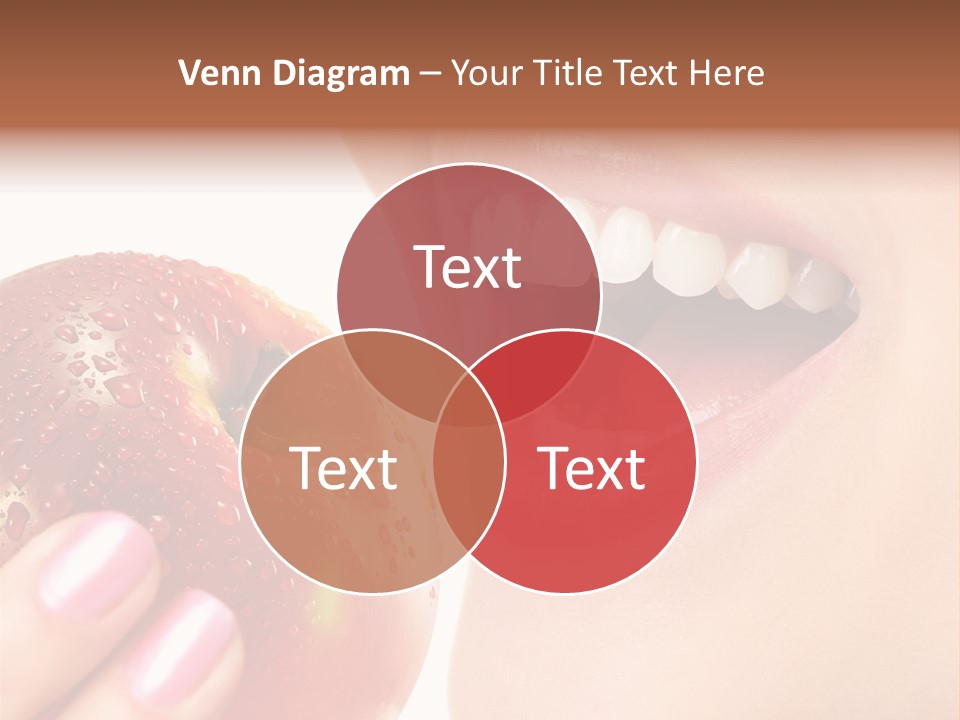 Beautiful Young Woman Eating An Apple. Isolated Over White PowerPoint Template