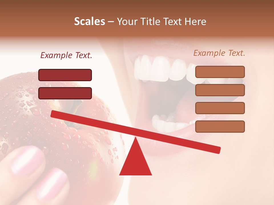 Beautiful Young Woman Eating An Apple. Isolated Over White PowerPoint Template