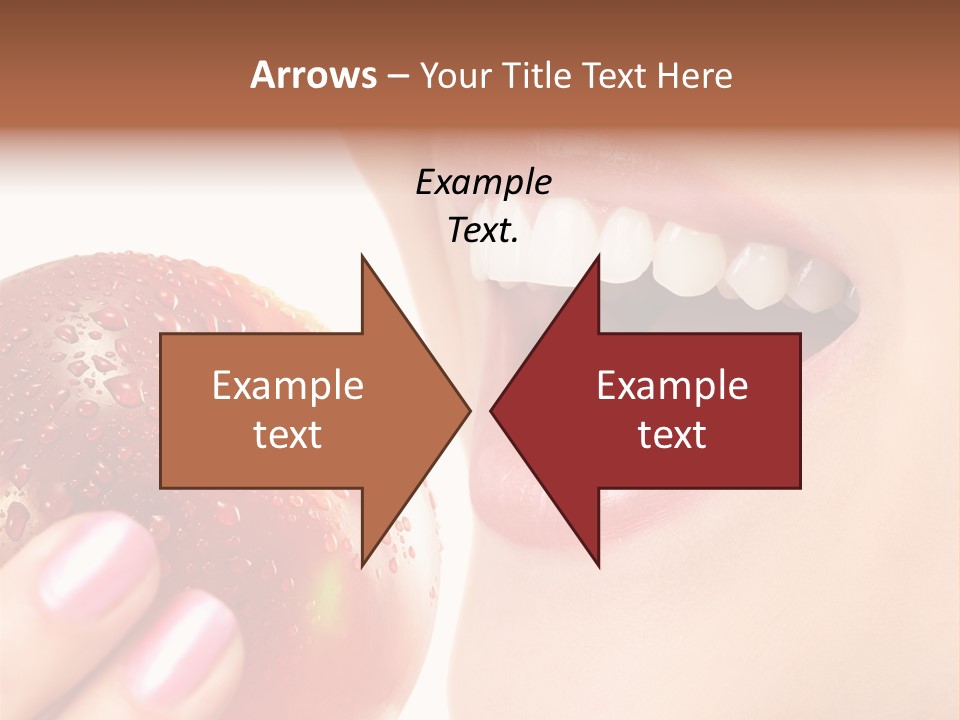 Beautiful Young Woman Eating An Apple. Isolated Over White PowerPoint Template