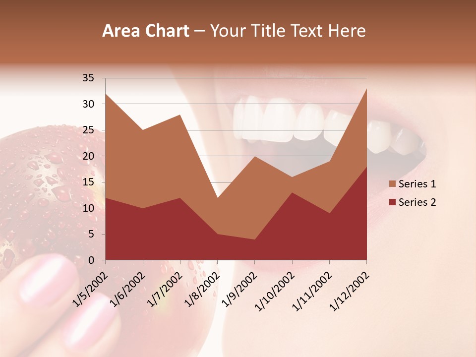 Beautiful Young Woman Eating An Apple. Isolated Over White PowerPoint Template