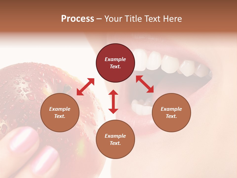 Beautiful Young Woman Eating An Apple. Isolated Over White PowerPoint Template